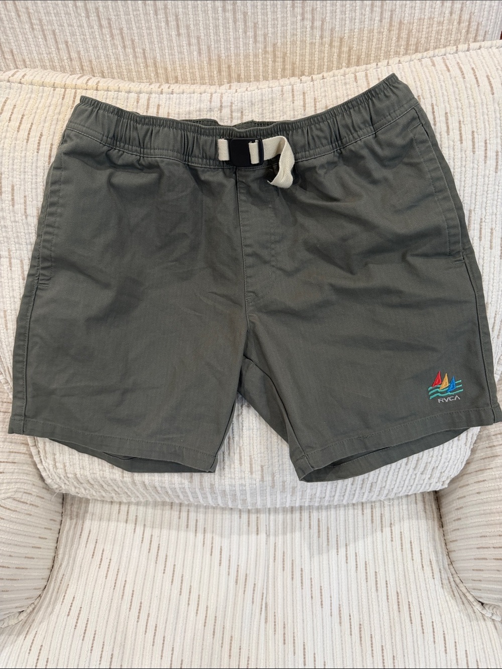 RVCA Men's Heritage Stretch Twill Utility Shorts Green Small